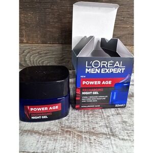 Loreal Men Expert Power Age Recharging Night Gel | Hyaluronic Acid | MSRP $18
